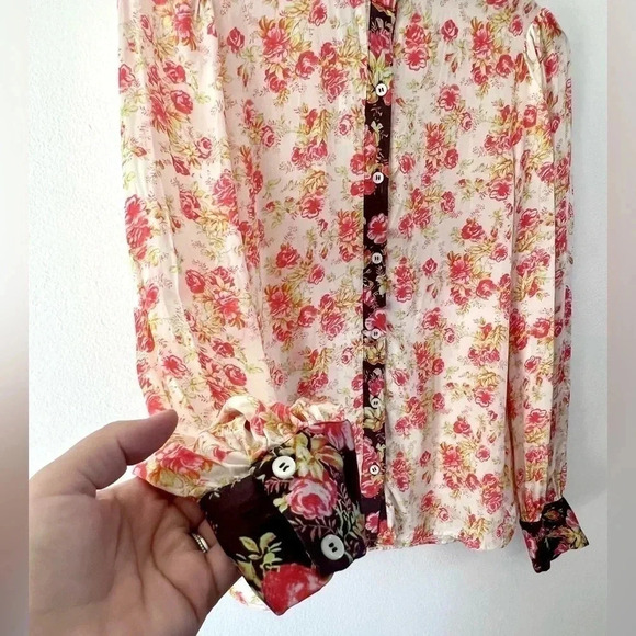 Hemant & Nandita‎ Fatima Floral Button-Down Top Size XS - Picture 7 of 12
